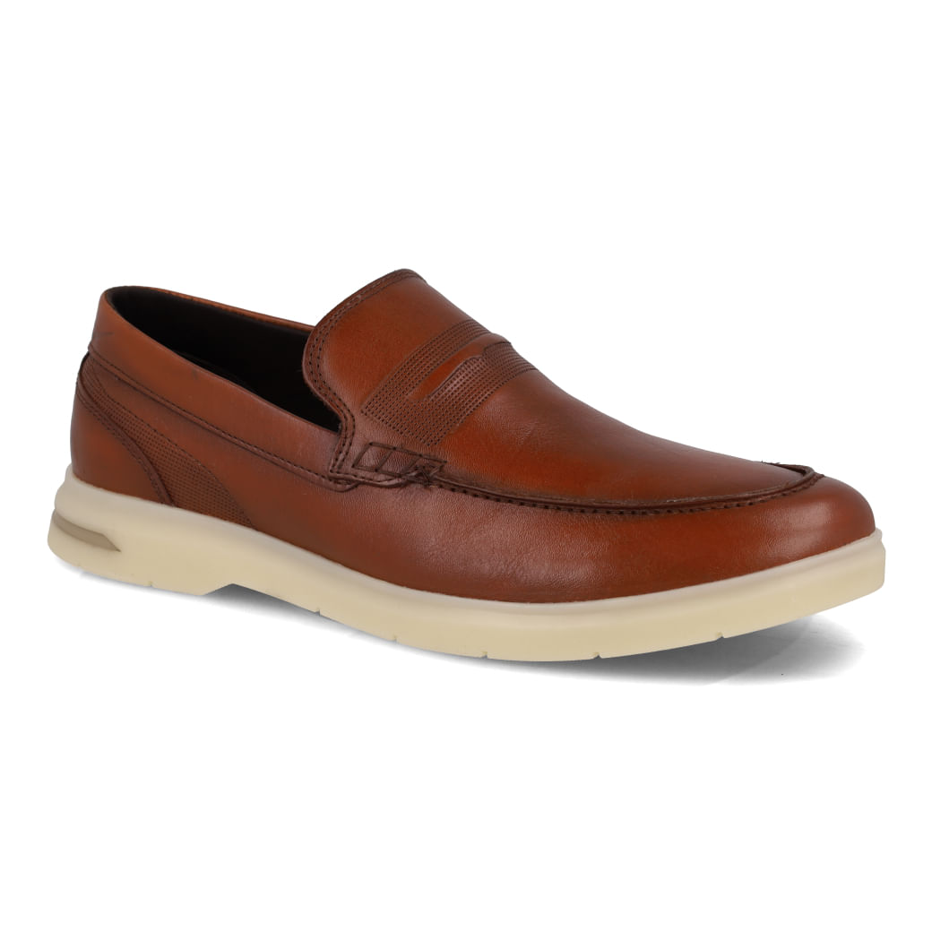 Mocassim masculino Ferracini couro conhaque vista frontal